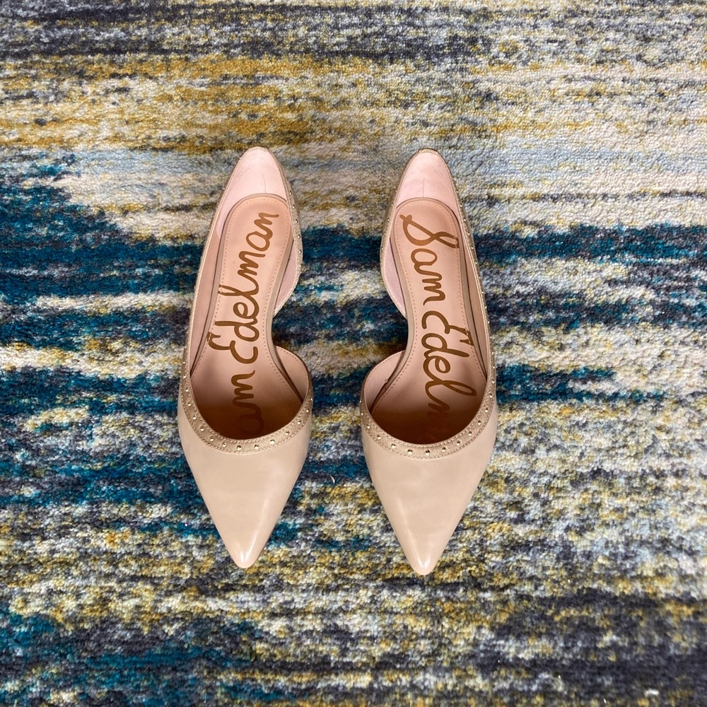 Sam Edelman Flats with Studs - size 7, tan/cream